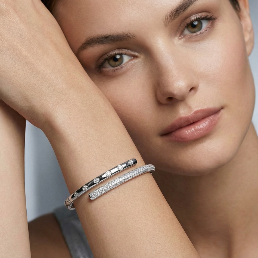 Crystal Aria Bangle Bracelet For Women | Elegant Crystal Bangle Jewellery : 638045782