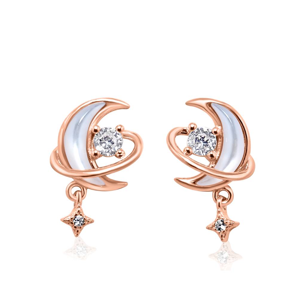 925 Pure Silver Zircon Studded Rose Gold Chain Pendant Set-Cps1024 : CPS1024