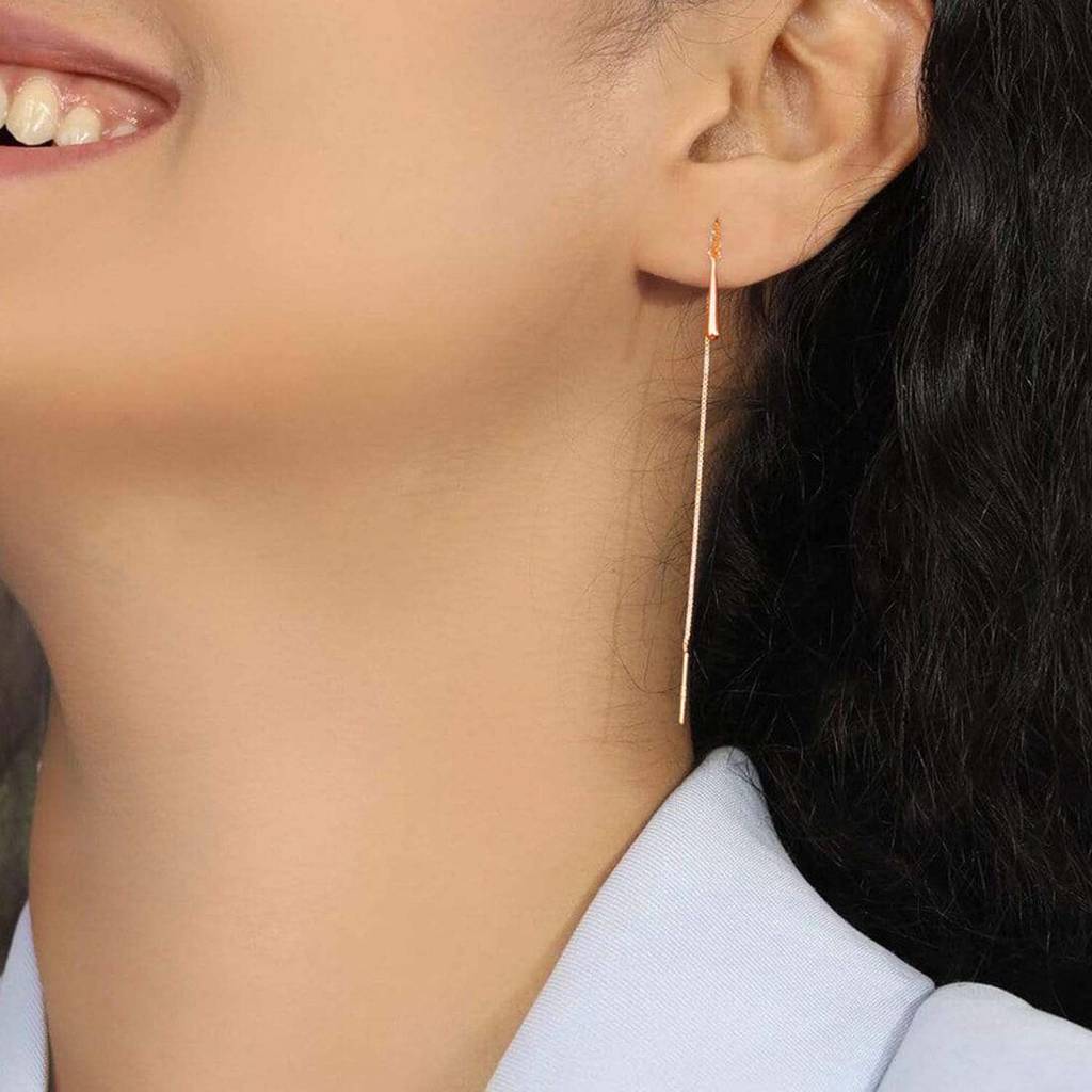 Sui Dhaga 925 Sterling Silver Earrings In Rose Gold : EAR-20046