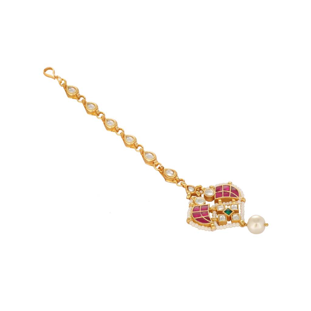 Pearl & Enamel Grace Minimal Maang Tikka : YI24A0439H