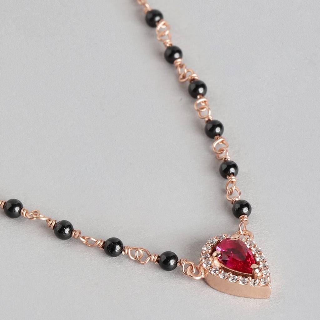 Blushing Vows Rose Gold-Plated 925 Sterling Silver Cz Mangalsutra : MGS-10042-RG