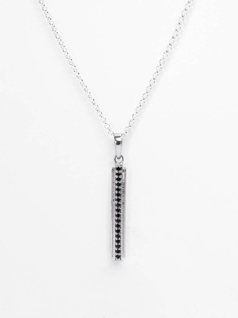 925 Silver Platinum Plated Swiss Zircon Pedro Men Pendant Necklace With Chain Gift For Men & Boys : CSMNP32
