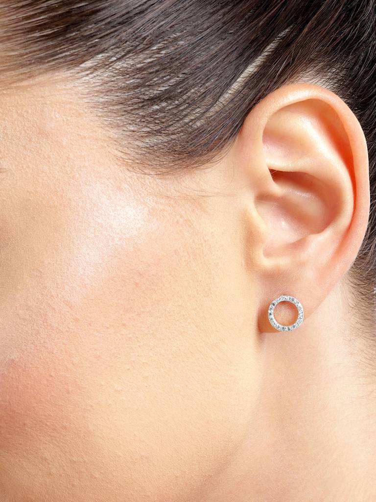 92.5 Silver Zircon Ring Stud Earrings : 92.5 Silver Zircon Ring Stud Earrings : 92.5 Silver Zircon Ring Stud Earrings : 