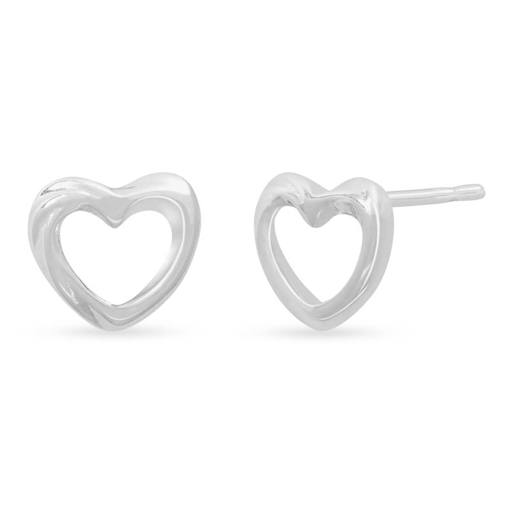 Heart Gleam Rhodium Plated 925 Sterling Silver Earrings : EAR-20849-R