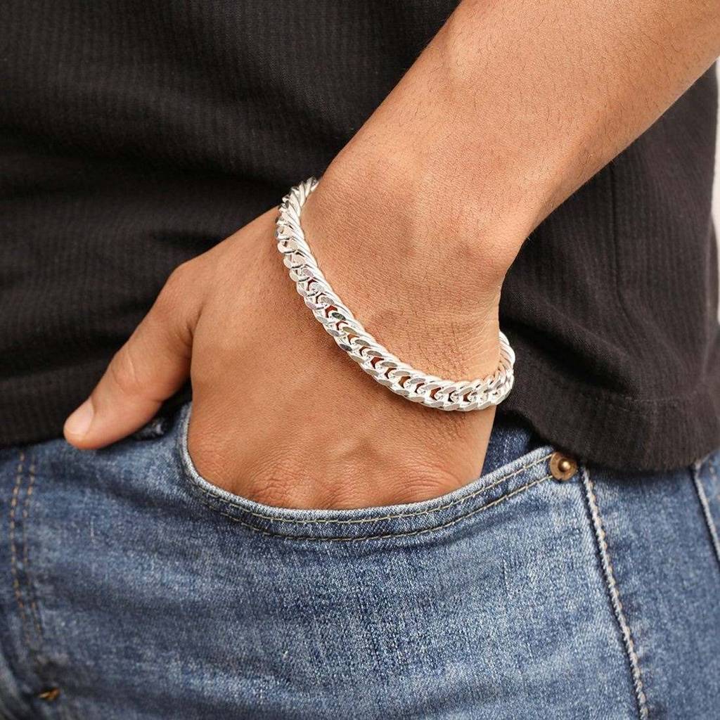Timeless Strength Men'S Sterling Silver Curb Chain Bracelet