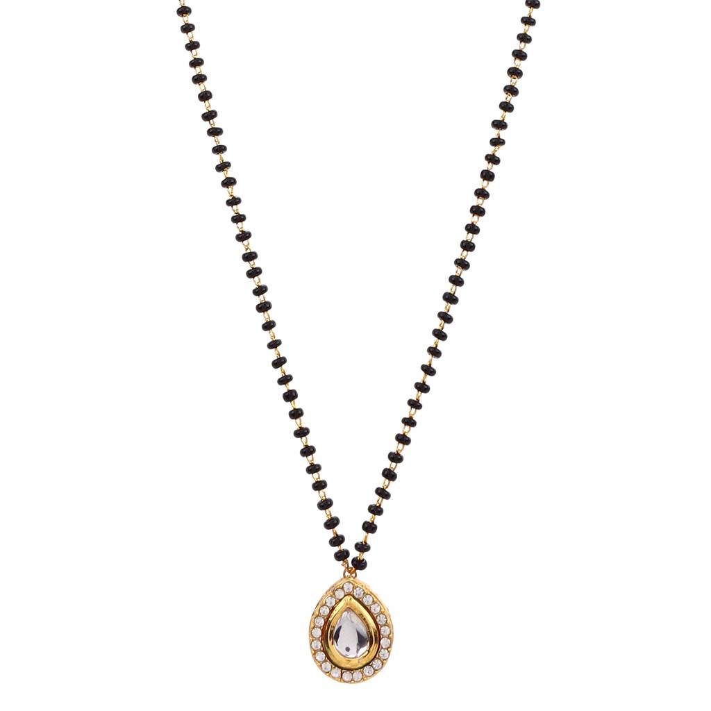 22Kt Gold Plated Drop Kundan Mangal Sutra : MS06011