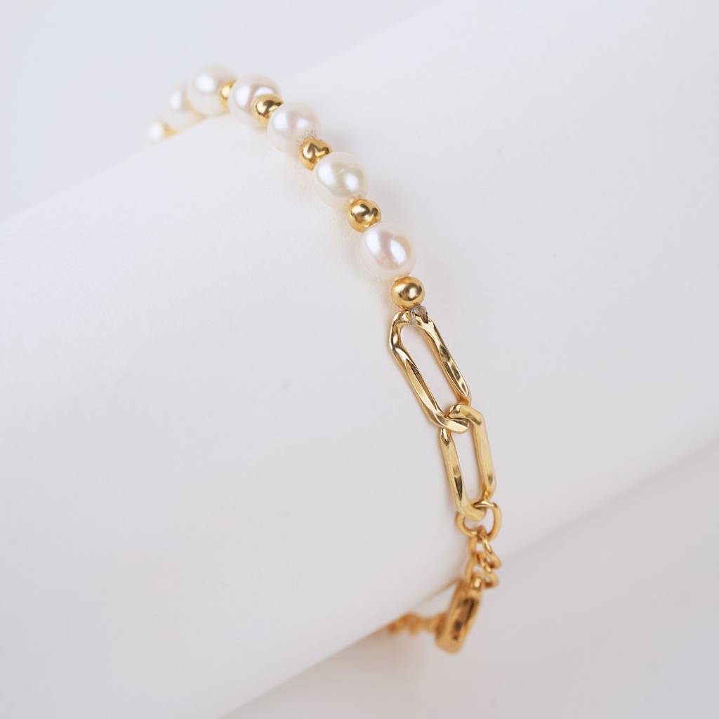 Paper Clip Pearl Bracelet : BRC-PAPERCLIP