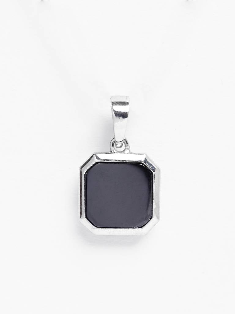 925 Silver Platinum Plated Swiss Zircon Black Onyx Men Pendant Without Chain Gift For Men & Boys : CSMNP22_NOCHAIN