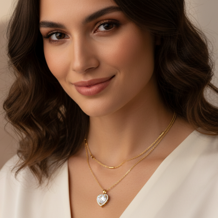 Double Layer Pendant Necklace For Women – Elegant Two Layer Chain Design With Minimal Modern Finish | Premium Eve : 5087100085