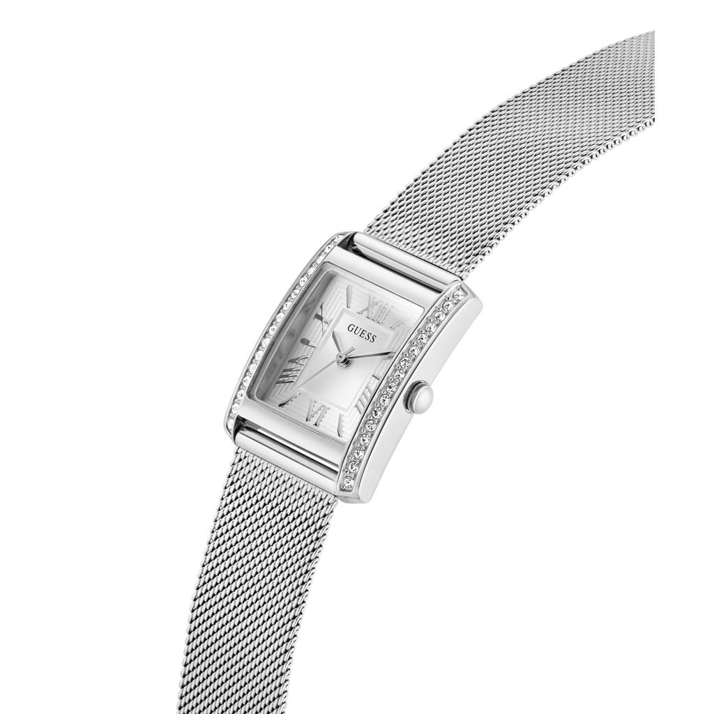 Guess Rectangle 23Mm White Dial Analog Women Watch - Gw0997L1 : GW0997L1