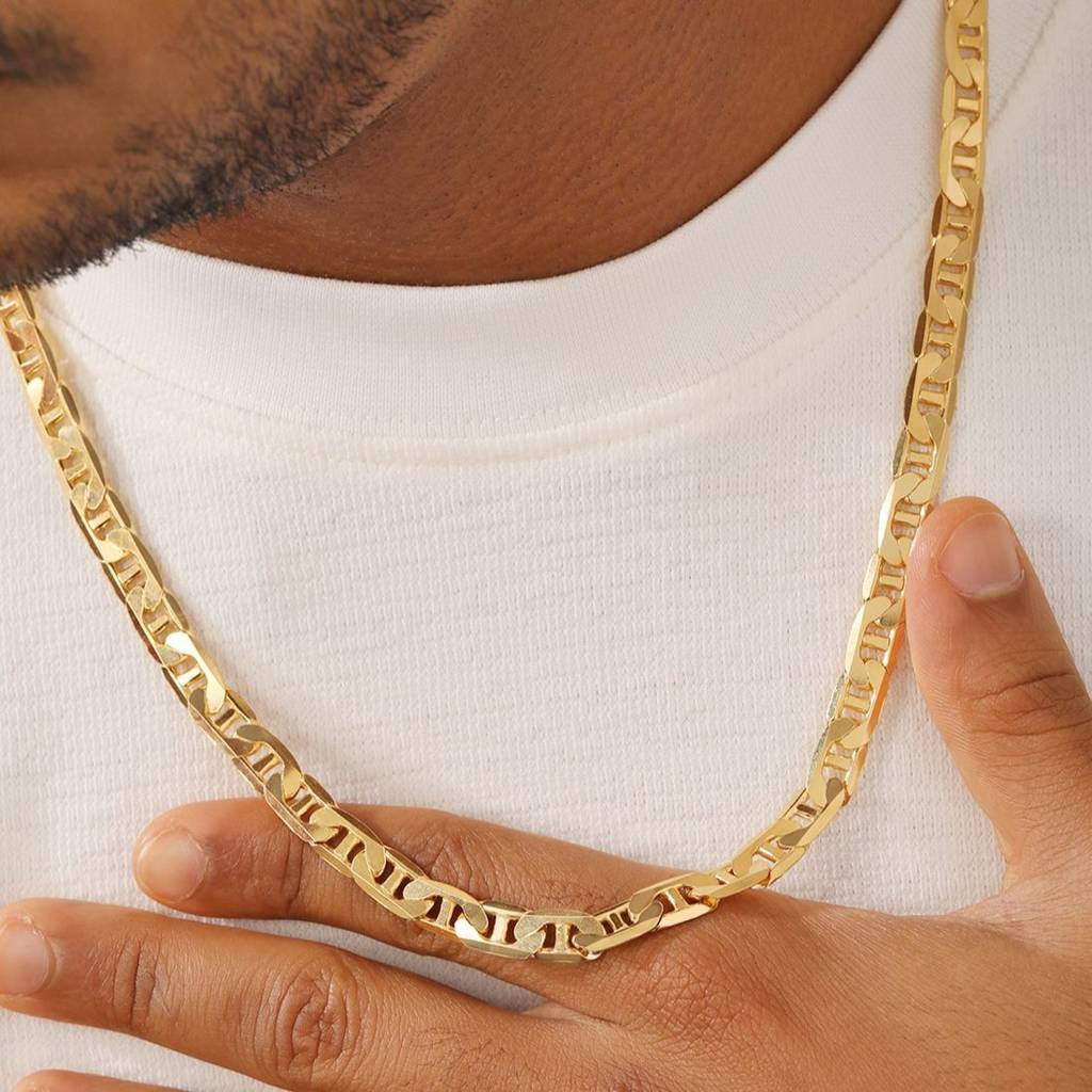 Refined 925 Sterling Silver Men'S Linked Gold Plated Chain : CH-10065-G-20-INCH
