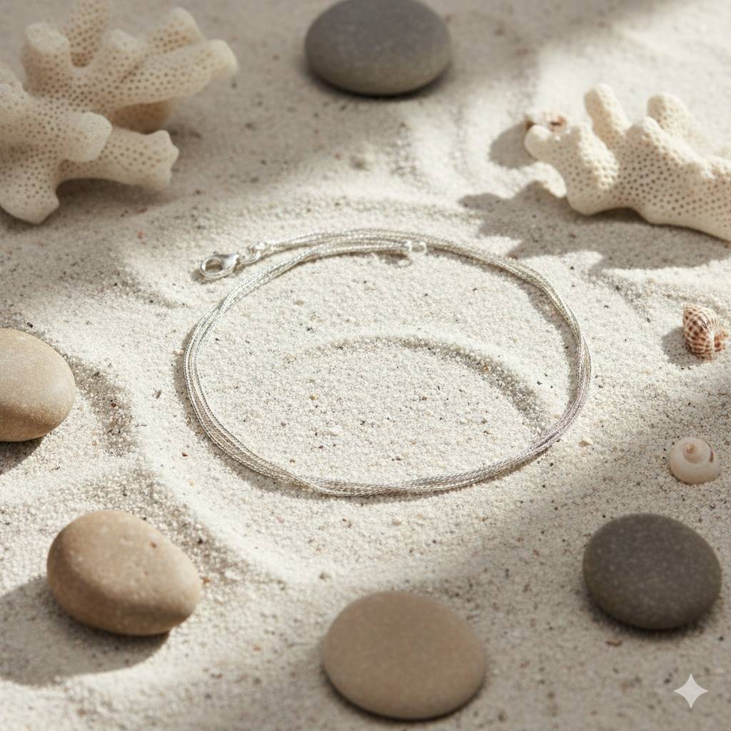 925 Pure Silver Delicate Chains Anklet : AK1066