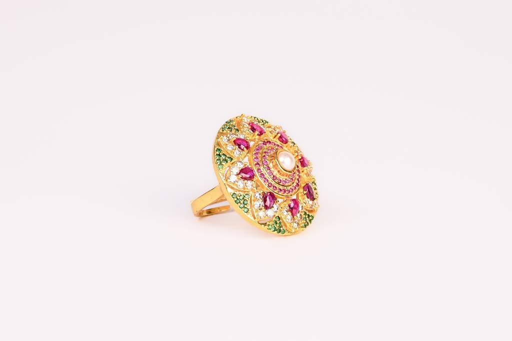 Heera Panna Ornate Ring : HPR01