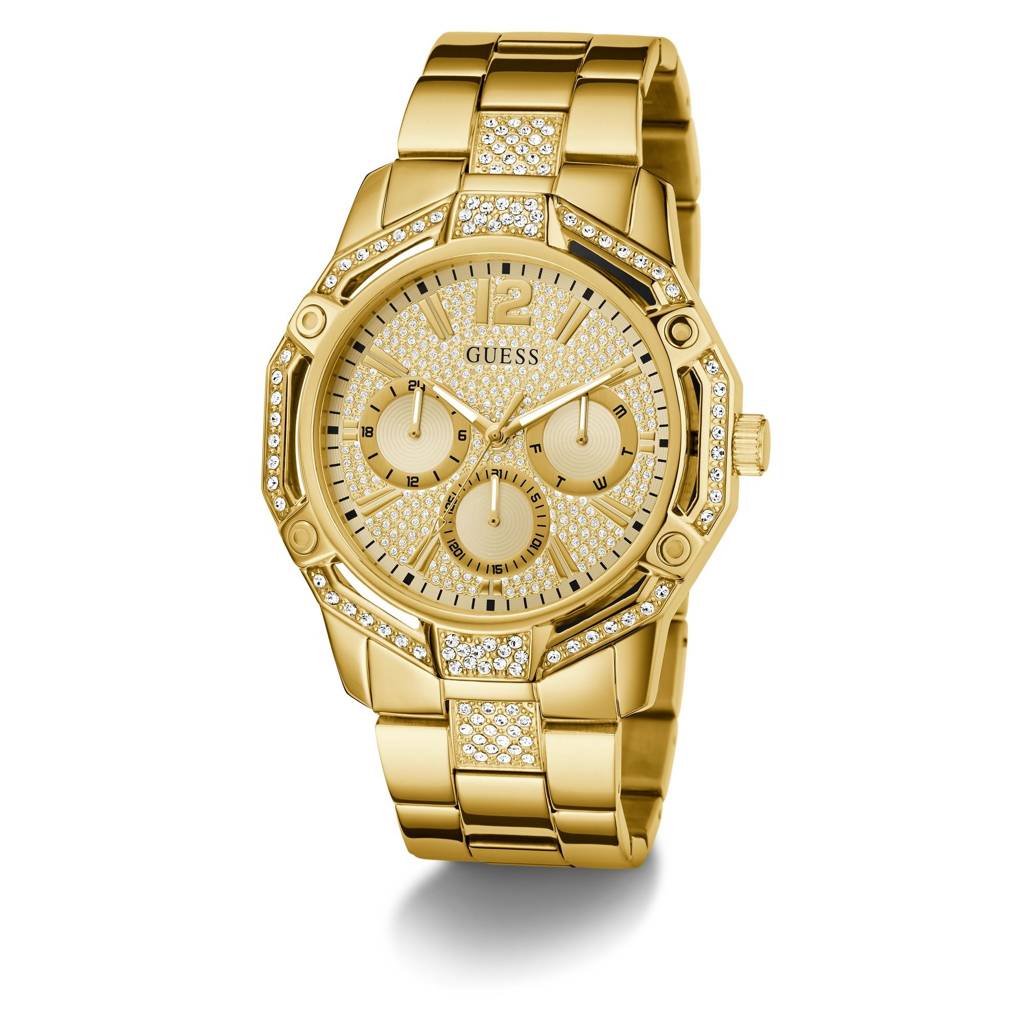 Guess Round 46Mm Champagne Dial Analog Men Watch - Gw0990G2 : GW0990G2