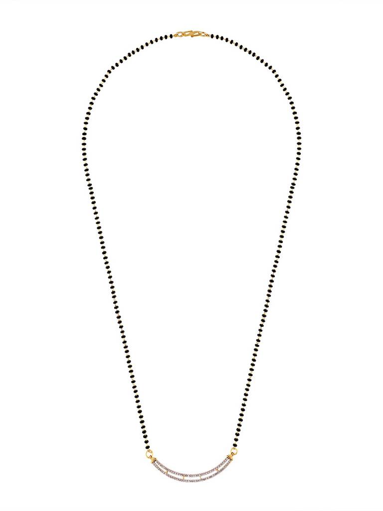 Ad Stone Mangalsutra Set For Women – Gold Plated Double Line American Diamond Mangalsutra Necklace With Matching Ear : SURYAMG