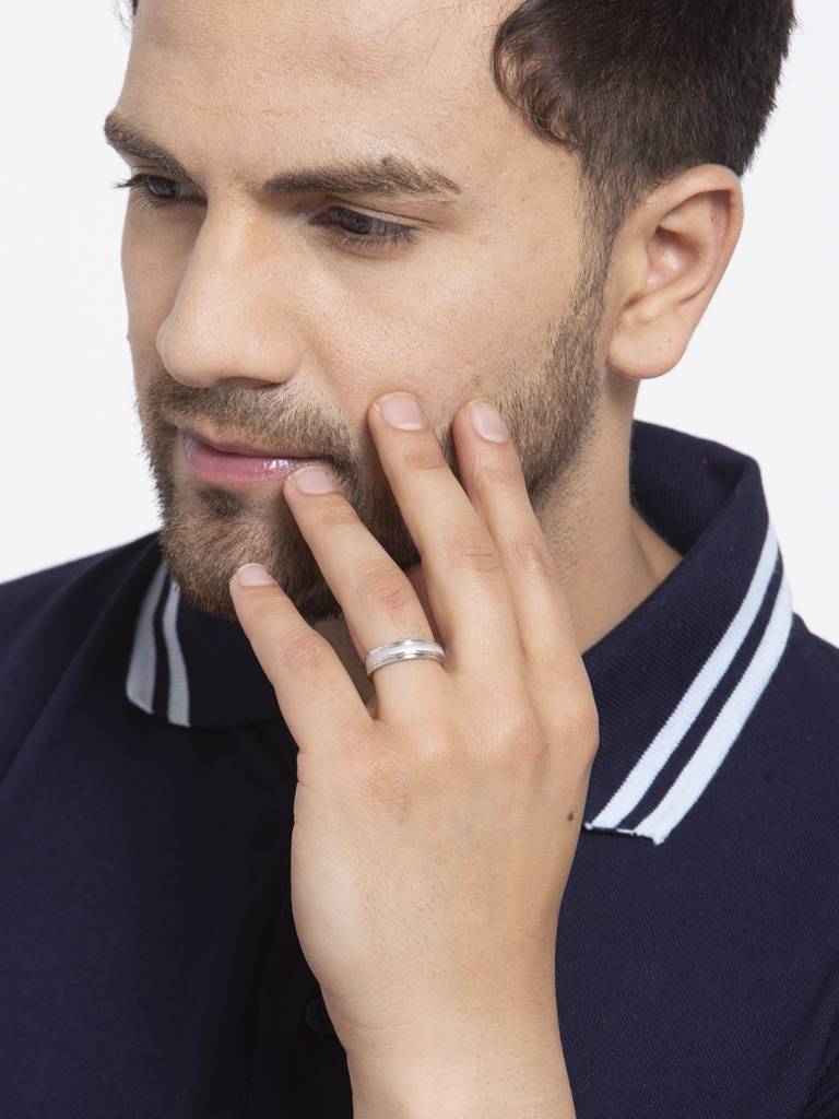Pure 925 Sterling Silver Eternity Adjustable Ring Gift For Men And Boys : CSCPLR6_M