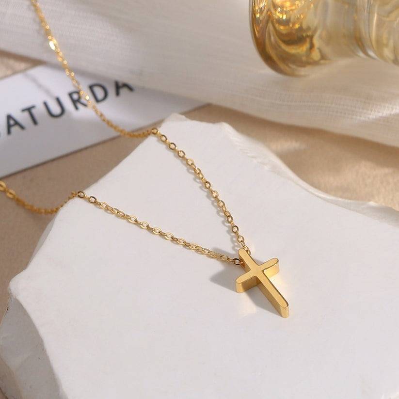 Cross Pendant Necklace : NC_SS_simplecros_gld