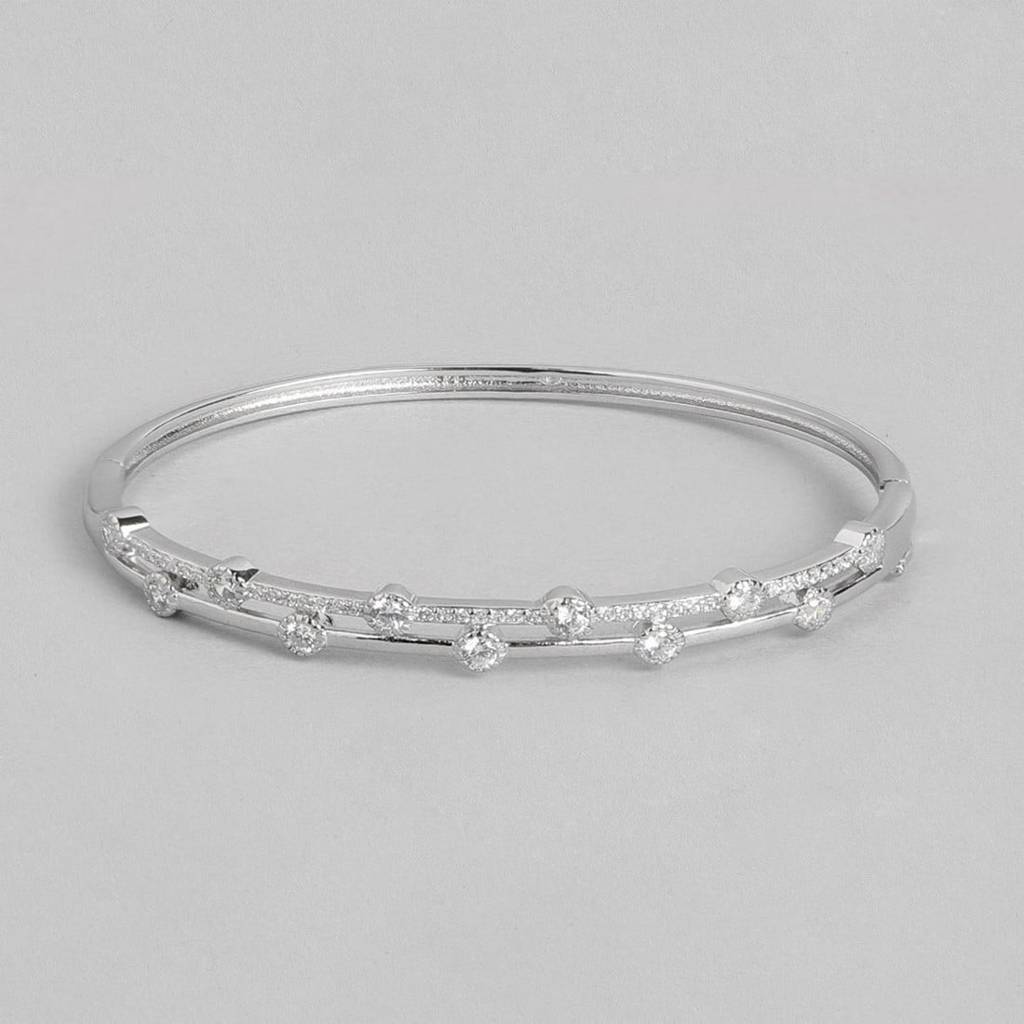 Two Layered Cz Studded 925 Sterling Silver Bracelet : BR-80135