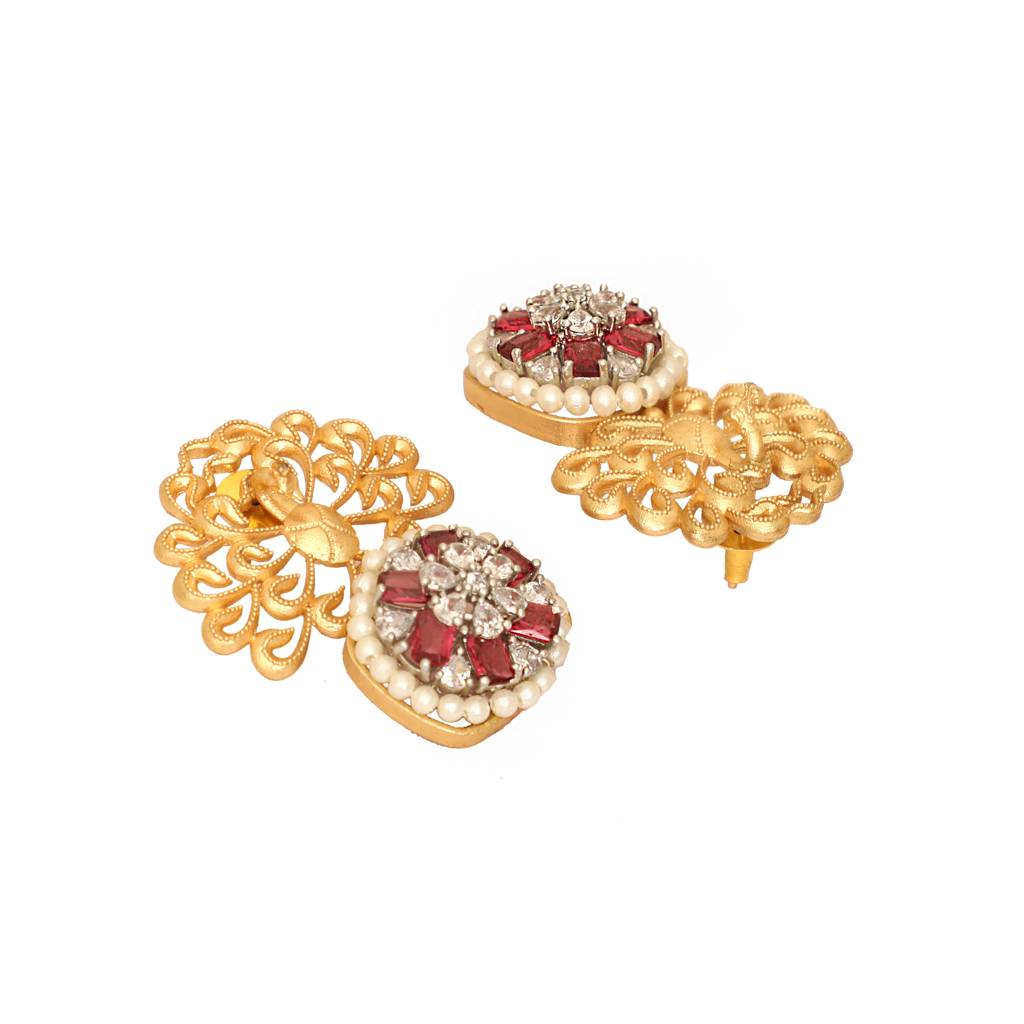 Diamond Essence Gold Oxidised Anti Tarnish Earrings : YI24A0251E