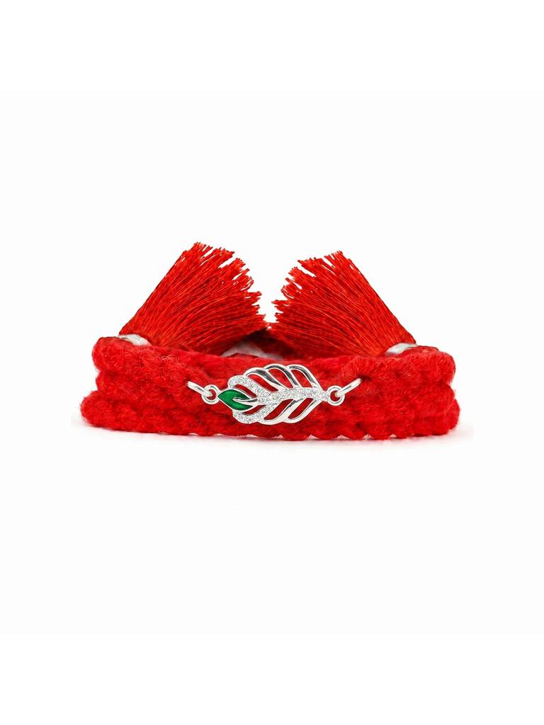 925 Sterling Silver Peacock Thread Rakhi For Brother : RKH-10125-S