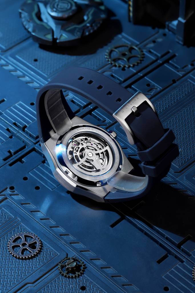 Premier Phantom Collection Automatic Watch For Men With Skeleton Round Dial, Luminous Hands And Markers, Silicon : GZ-50224-03