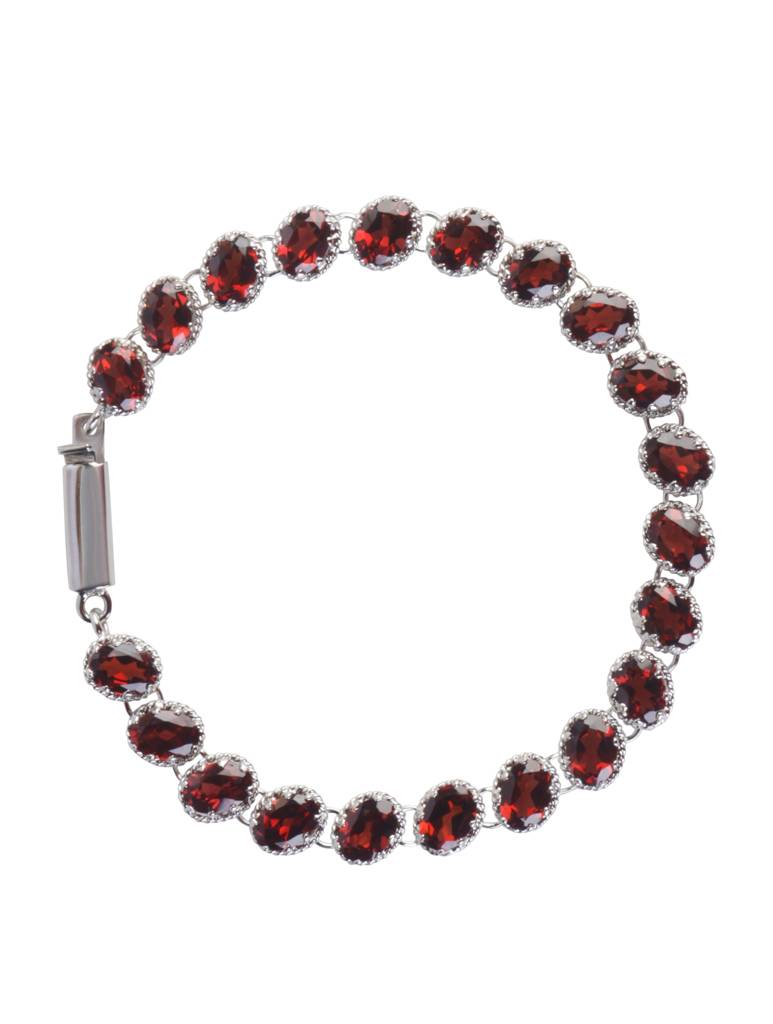 925 Sterling Silver Garnet Bracelet For Women | Gemstone Bracelet | Handmade Silver Jewelry | Elegant Daily Wear Gift : FU-1148