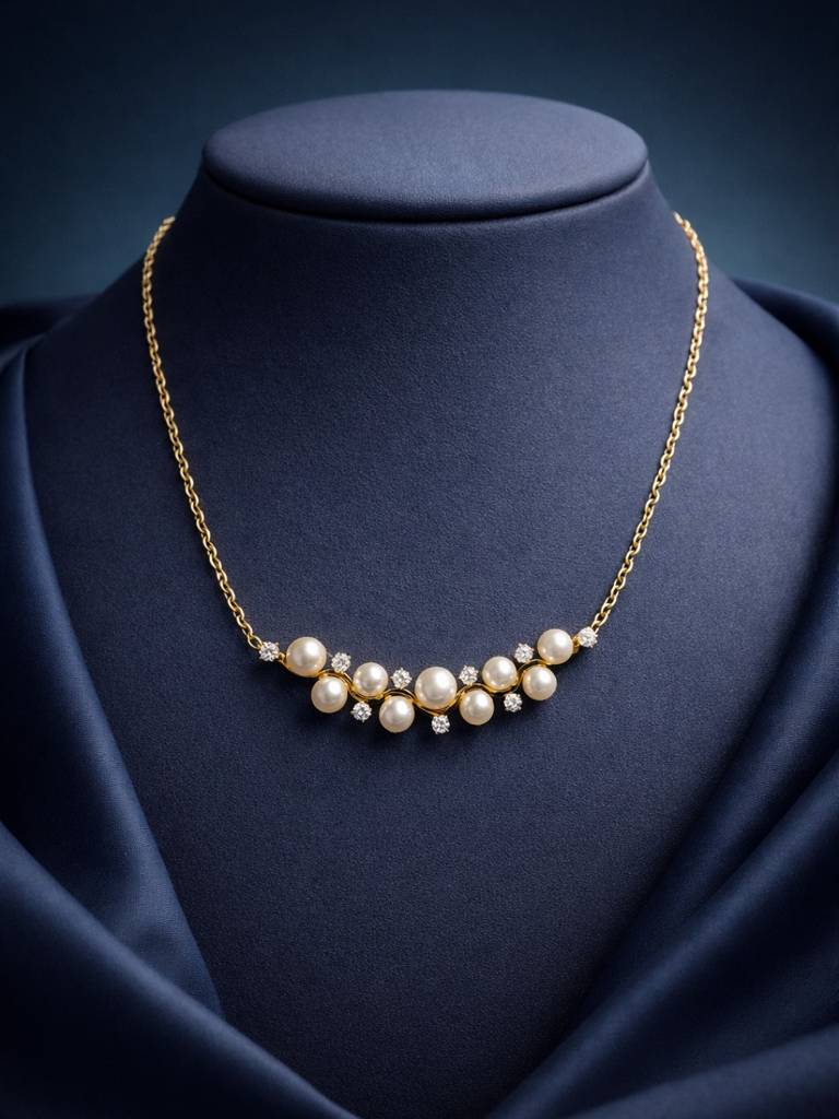 Elara Pearl & Ad Gold Necklace | Anti Tarnish Everyday Wear : S925C737PSC