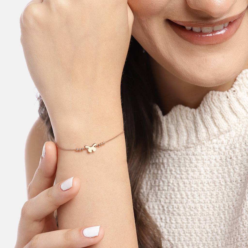 Fluttering Elegance Rose Gold-Plated 925 Sterling Silver Bracelet : BR-80233-RG