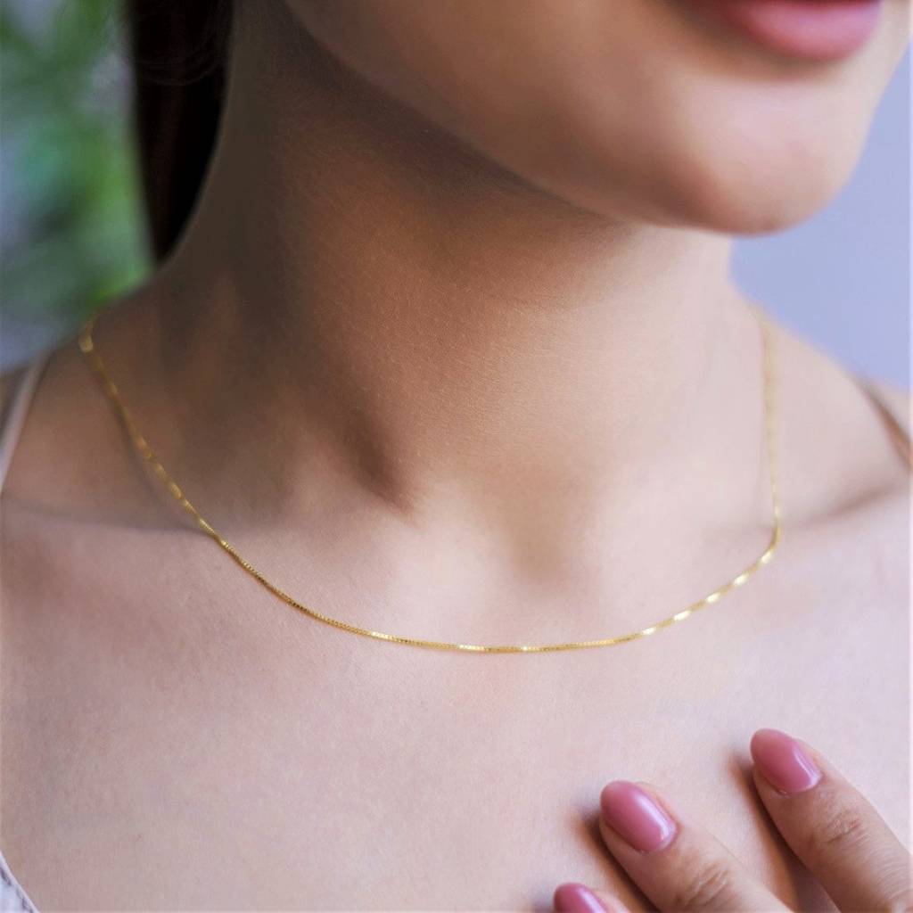 Sleek And Modern Golden Plated 925 Silver Box Chain : CH-10021