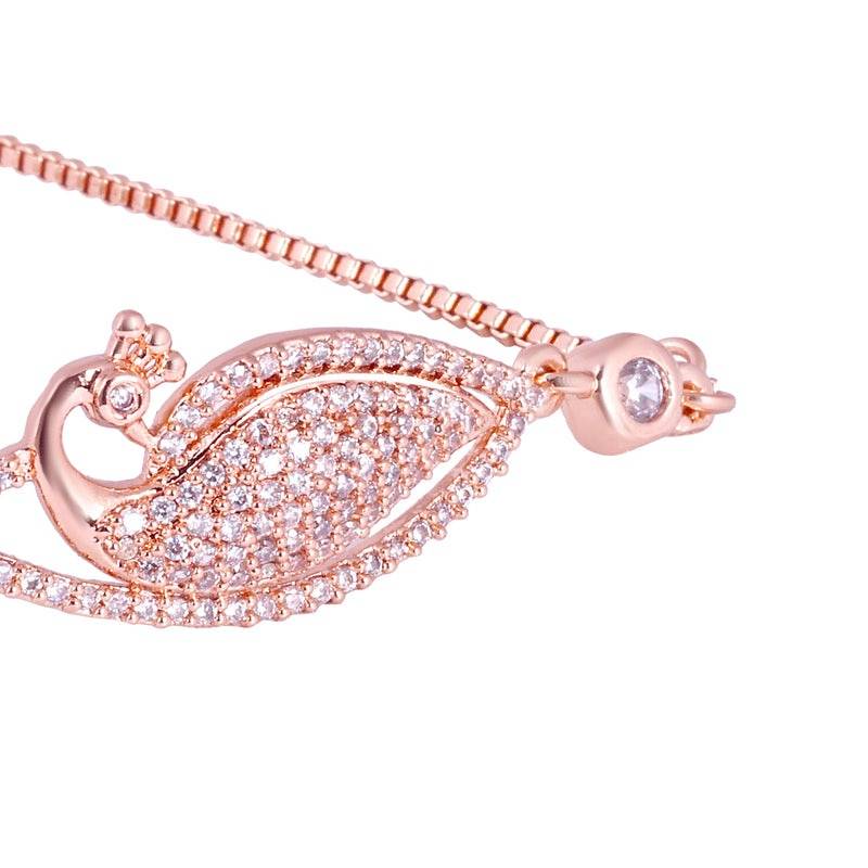 Rhodium Finish Adjustable Slider Bracelet With Sparkling Cz White Stones : AD-150-RGWEBR