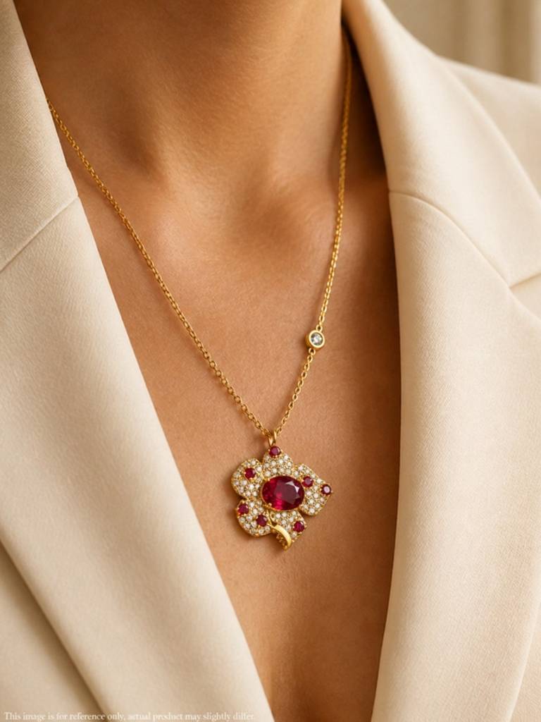Boccio Pave Flower Necklace & Earring Set, 18K Gold-Plated : SET1020RSSS