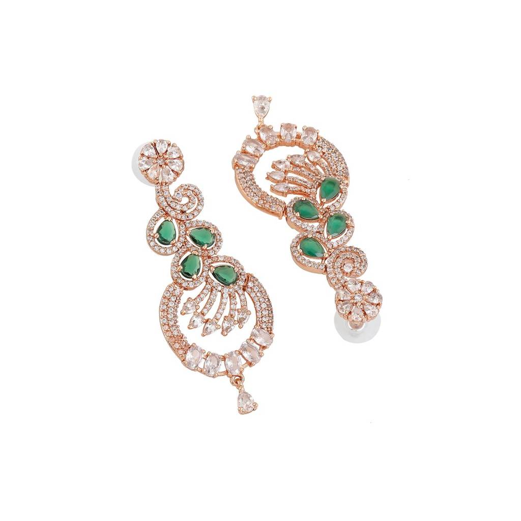 Estele Rose Gold Plated Cz Sparkling Earrings For Women