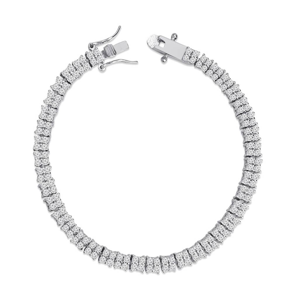 Square Brilliance Rhodium Plated 925 Sterling Silver Bracelet : BR-80394-R