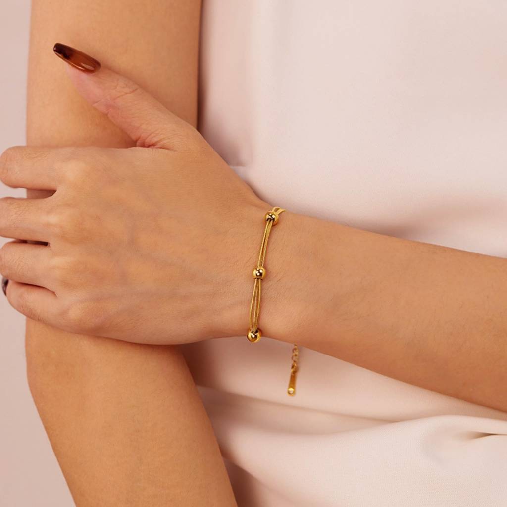 Triple Layer Bead Chain Bracelet : BR_SS_3lyrbead_gld