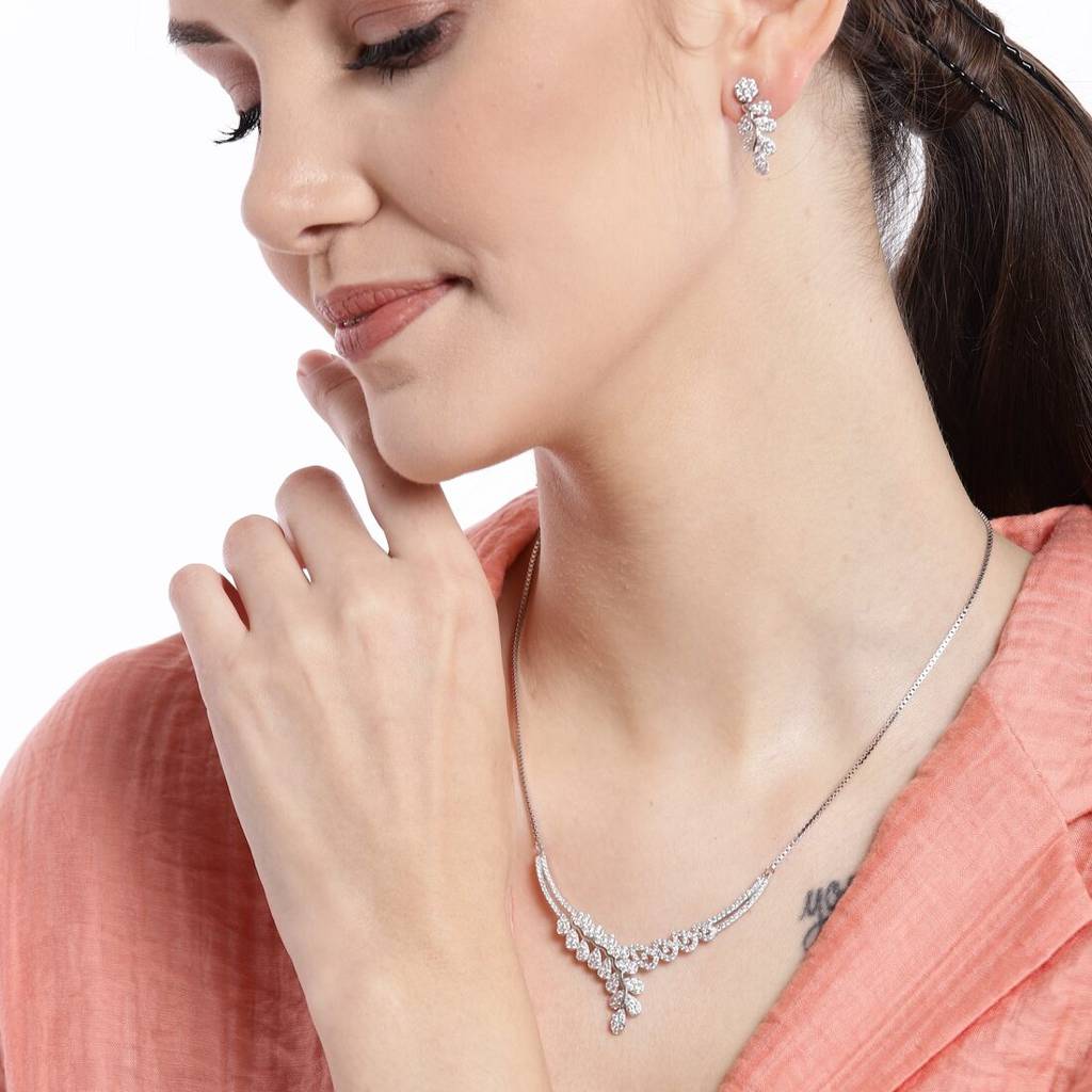 Leaf-Droplet 925 Silver Jewellery Set : JS-70041