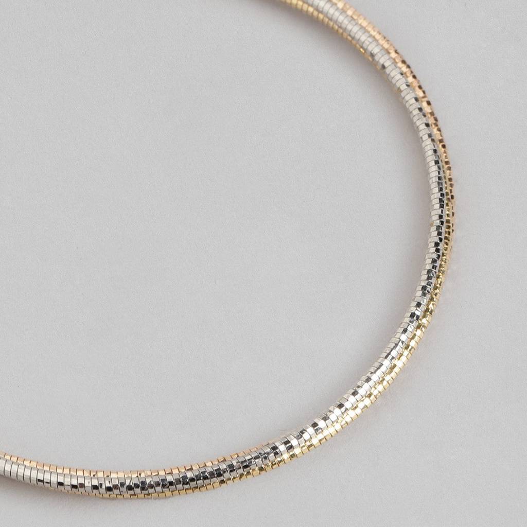 Eternal Harmony Triple-Tone Layered Chain 925 Sterling Silver Bracelet : BR-80249-RGRG