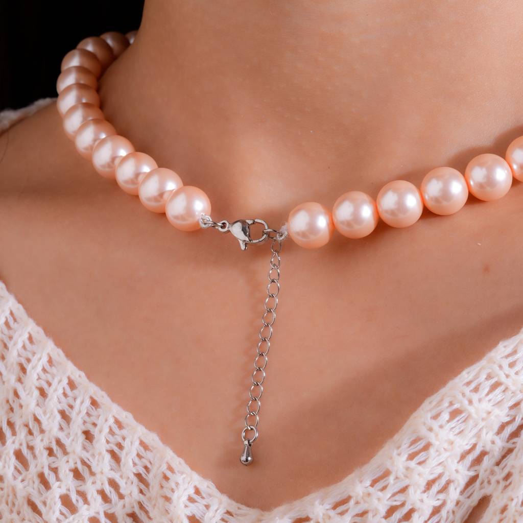 Peaches And Pink Pearl Necklace Set : PRMBS19