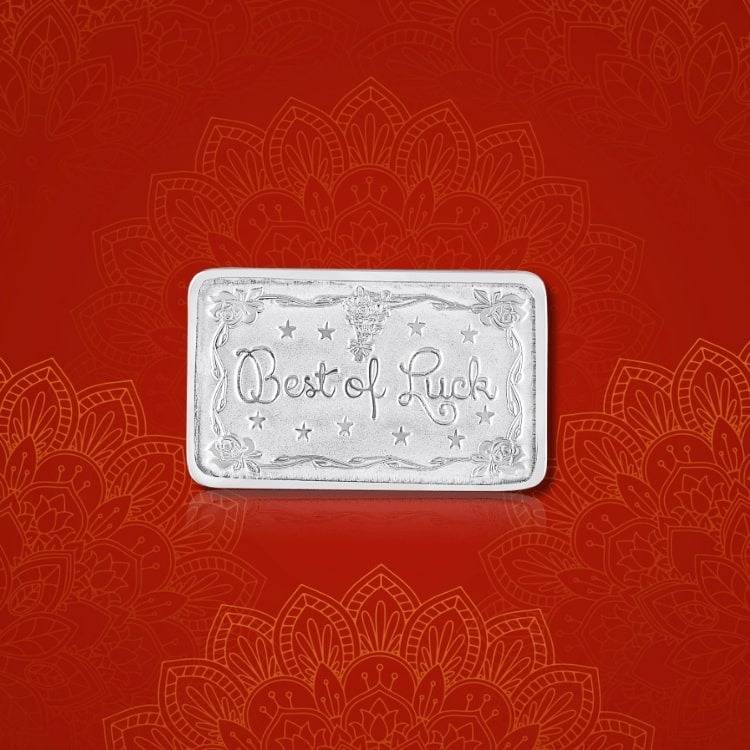 5 Gram Best Of Luck Engraved 999 Silver Biscuit : 03-OBSB-5grams