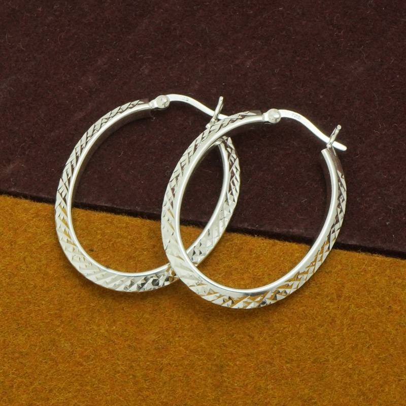 925 Sterling Silver Classic Hoops Earring | Circle Hoops Earring : TWP1171
