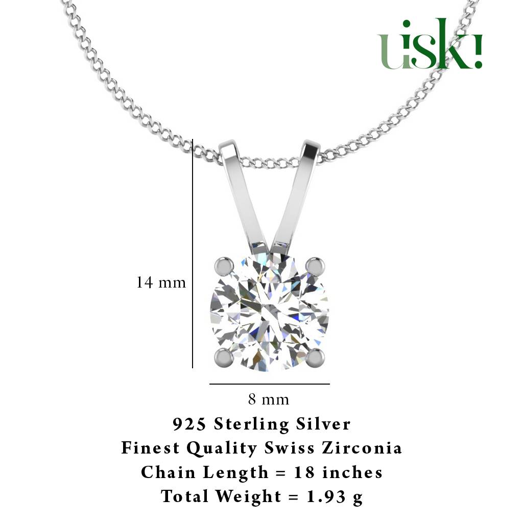 Iski Uski 925 Sterling Silver Sheena Solitaire Pendant