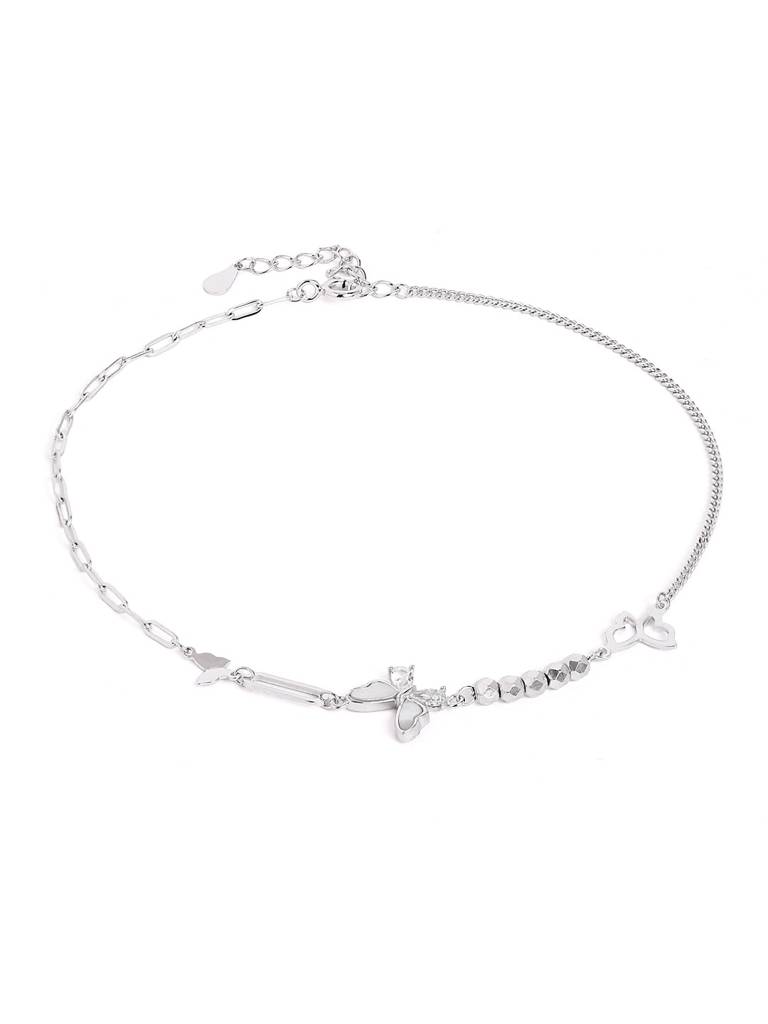 Silver Flutter Luxe Adjustable Anklet : WAN00026