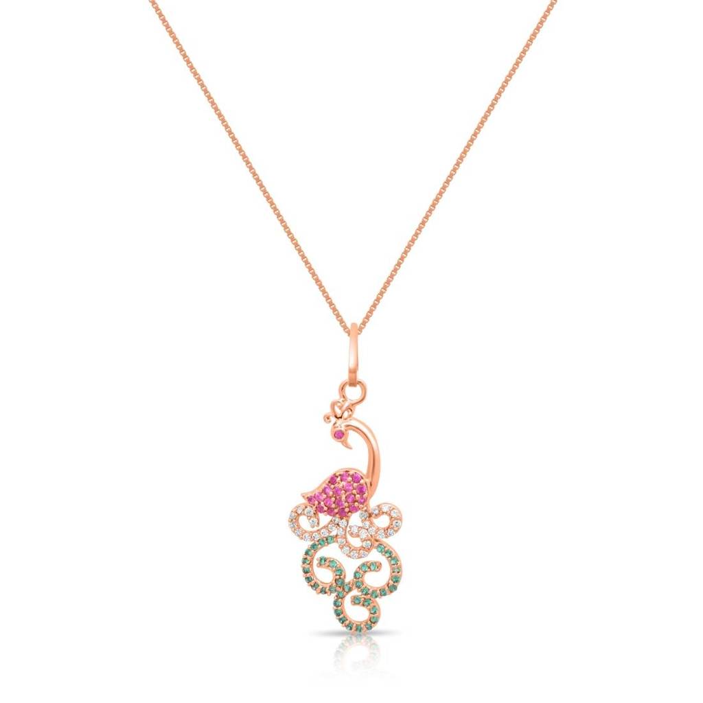 Peacock Glam Rose Gold Plated 925 Sterling Silver Jewellery Set : JS-70202-C-RG