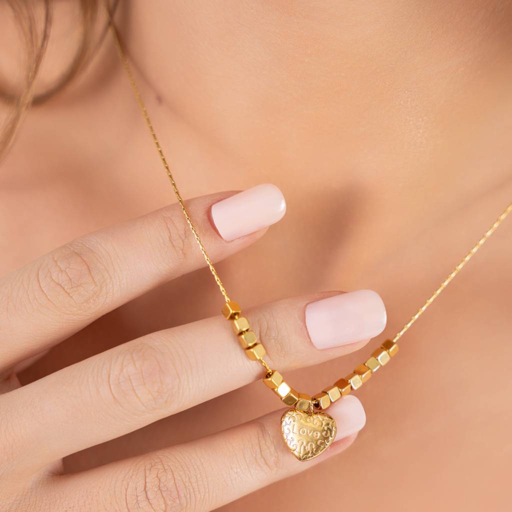 Statement Gold Bar Heaty Necklace - 18K Gold Plated : PDZMD019