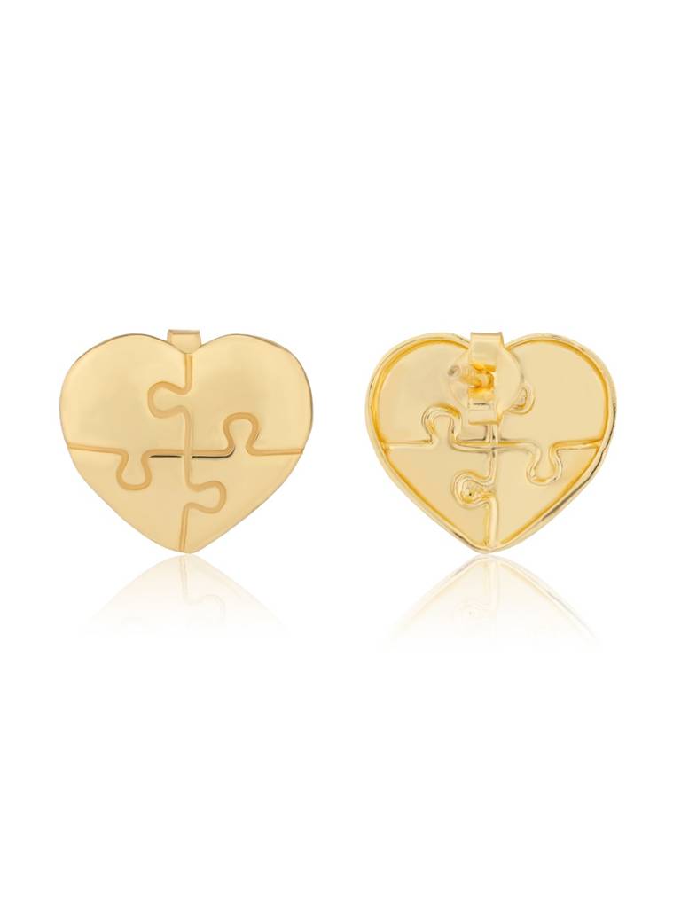 Valentine’S Day Puzzle Of The Heart Sterling Silver Stud Earrings : 8905124574951