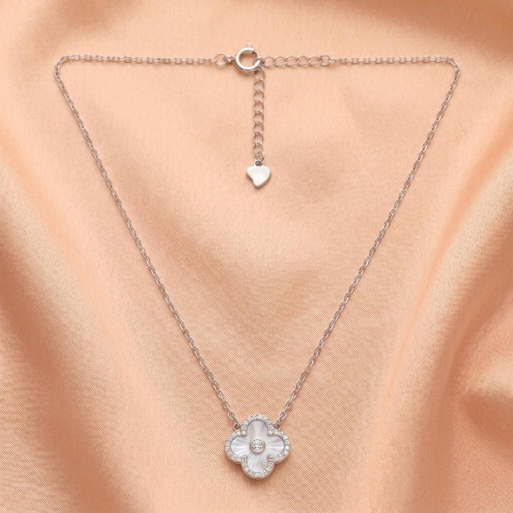 925 Pure Silver Blossom Charm Floral  Chain Pendant : CP1152