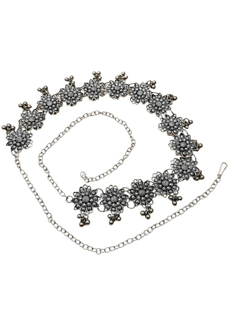 Women Oxidised Silver-Plated Floral - Kamarbandh Waist Belt : VI26KB10004