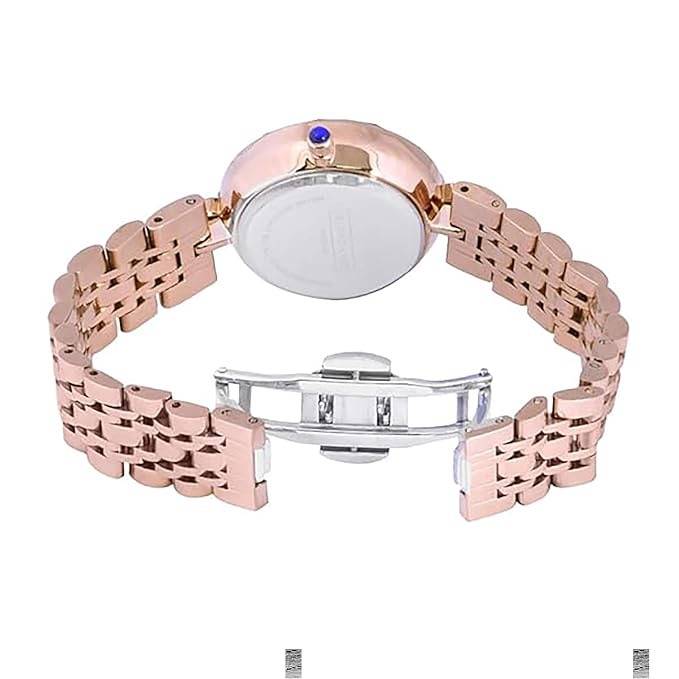 Giordano Eleganza Collection Round Analog Watch For Women, Diamond-Set With Metal Strap Ladies Water Resistant W : GZ-60014-33