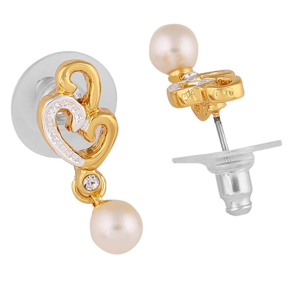 Estele Gold And Rhodium Plated Cloud Designer Earrings With Pearl For Girls And Women : 8548-ERER
