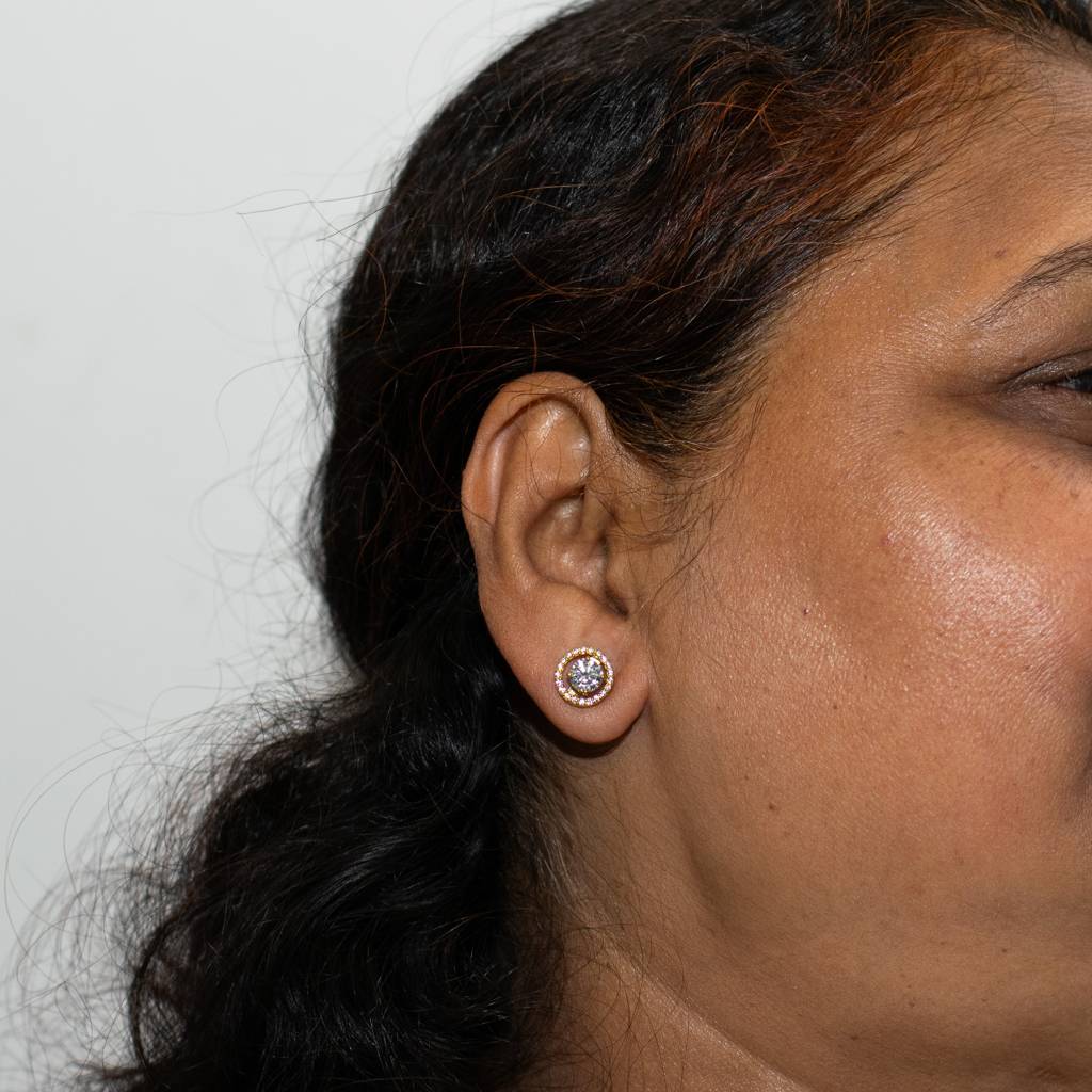 Purpose Stud Earrings| Pure Silver With Thickest Gold Layer : TSER-PUR-18G-50005