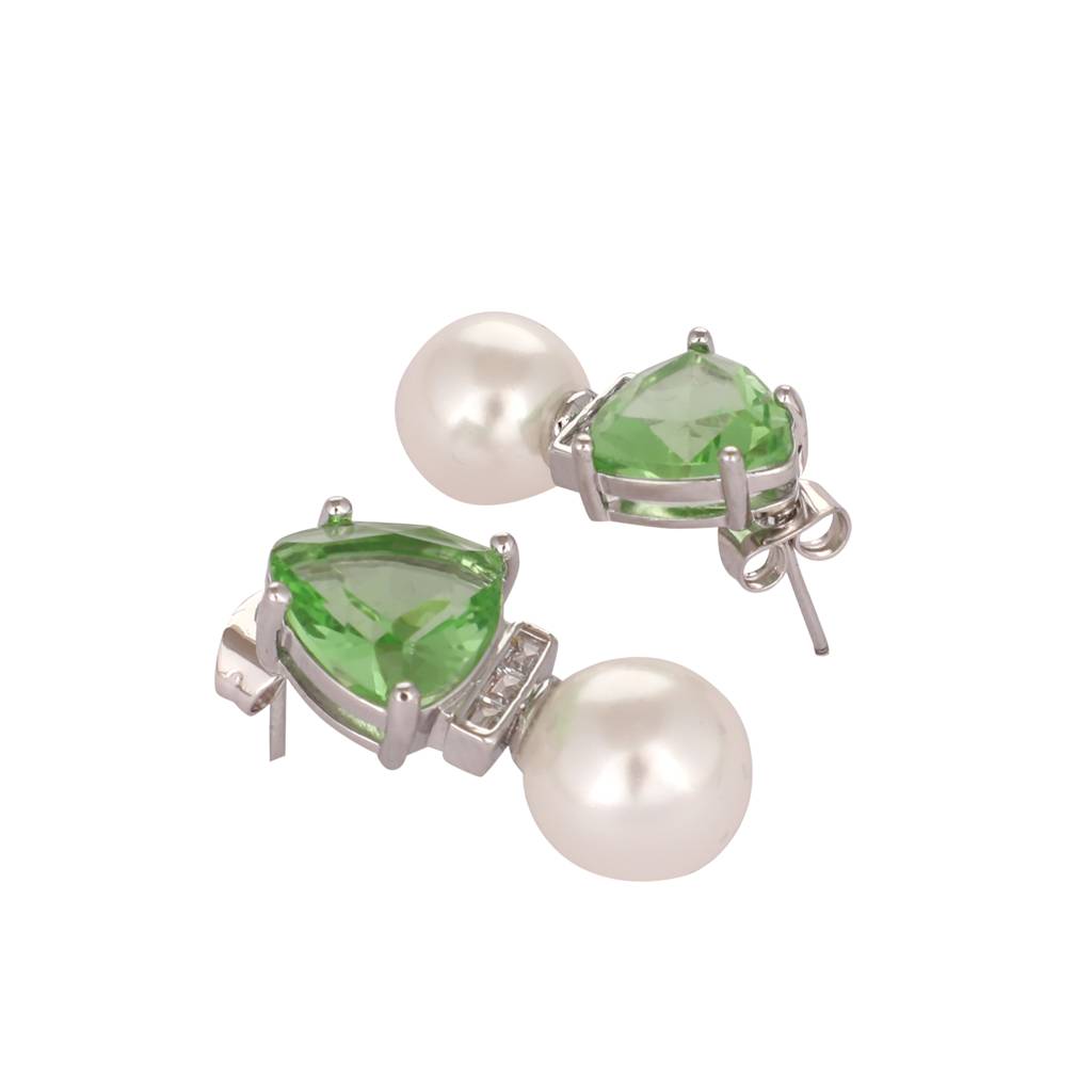 Green Emerald Elegance Anti Tarnish Studs : YI24A0294E